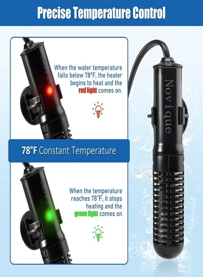 سخان حوض السمك الصغير نوفيك 25 واط، سخان غاطس للحفاظ على درجة حرارة ثابتة، مناسب لأحواض أسماك البيتا، مع ملصق ترمومتر مجاني، مناسب لأحواض المياه المالحة والعذبة من 1 إلى 6 جالونات. - Image 3
